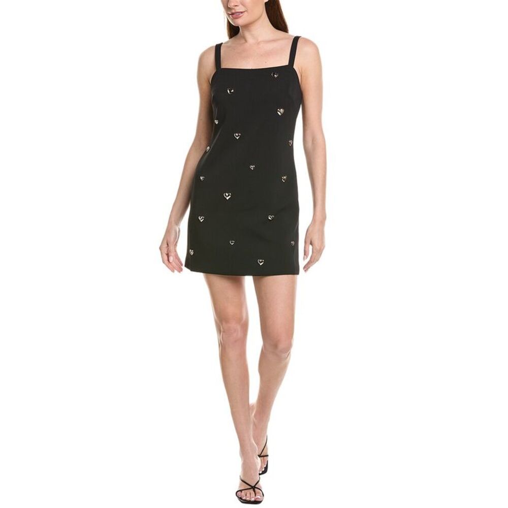 Milly Womens Colette Heart Applique Mini Dress, Black